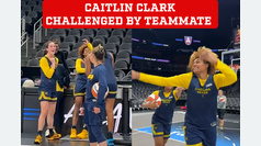 Caitlin Clark was challenged by a teammate during an Indiana Fever training session