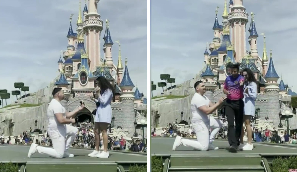 Un empleado de Disney interrumpe una peticin de matrimonio