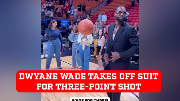 Dwyane Wade Shoots Three Pointer As Miami Heat Announces Statue In His ...