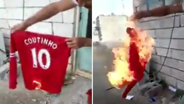 Barcelona Liverpool fan films himself burning Coutinho shirt MARCA in English
