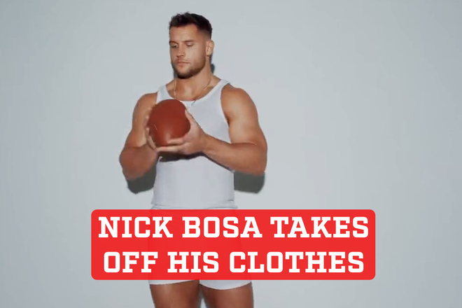A Jacked Nick Bosa Poses Shirtless in Thirsty Skims Ad Campaign