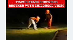 Travis Kelce surprises his brother with funny video from when they were kids