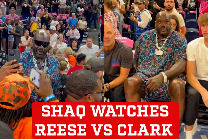 Shaquille O'Neal comes to Wintrust Arena to watch Angel Reese and Caitlin  Clark in action