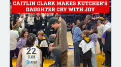 Caitlin Clark makes Ashton Kutcher and Mila Kunis' daughter cry with joy after Indiana Fever win