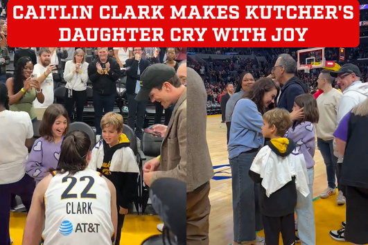 Caitlin Clark makes Ashton Kutcher and Mila Kunis' daughter cry with ...