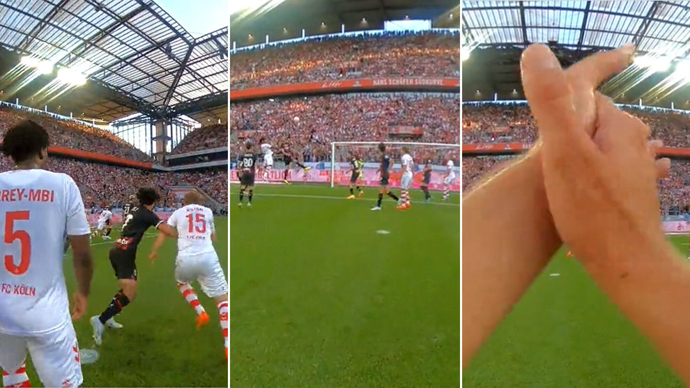 Un jugador del Colonia juega ante el Milan con una cmara encima: menudas imgenes!