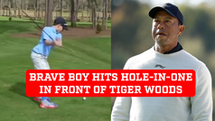 Brave boy hits a hole-in-one in front of Tiger Woods - Video