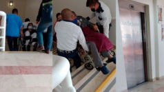Elevador descompuesto del Hospital Regional del ISSSTE en Puebla provoca riesgoso traslado