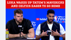 Luka Doncic and Jayson Tatum reflect after Game 4 where the Celtics lead the NBA Finals series