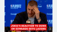 Nikola Jokic's hilarious reaction to dunk on Anthony Edwards in Game 5 sparks laughter