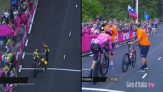Así fue el cambio de bici de los dos favoritos en la crono clave del Giro
