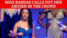 Miss Kansas calls out her abuser in the crowd during acceptance speech