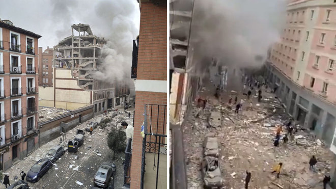 Fuerte explosión derrumba parte de un edificio en Madrid Fuerte explosión derrumba parte de un edificio en Madrid