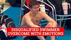 Swimmer overcome with emotions after having title controversially stripped