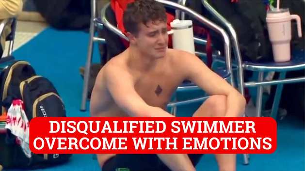 Swimmer overcome with emotions after having title controversially