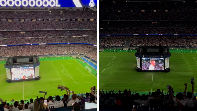 جماهير ريال مدريد تحتفل بالفوز باللقب الخامس عشر في استاد سانتياغو برنابيو