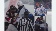 Tremenda pelea en el hockey hielo: se lan a puetazos y acaba ensangrentado