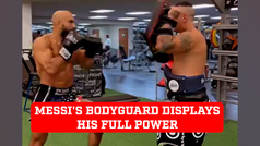 Messi's bodyguard displays his full power during intense workout