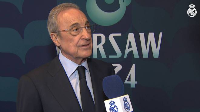 La sonrisa de Florentino Pérez hablando del primer gol de Mbappé: "Le he visto feliz"
