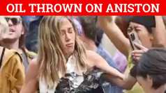 Jennifer Aniston gets oil thrown on her while filming show in New York 