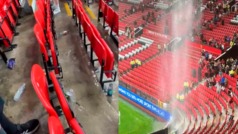 Estadio Old Trafford completamente inundado en pleno duelo entre el Manchester United y el Arsenal