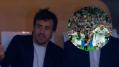 Fernando Alonso vibra en el Santiago Bernabu con la remontada de Real Madrid sobre Bayern