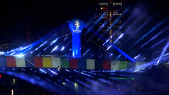 Espectculo de luz y color en Frankfurt para dar la bienvenida a la Eurocopa