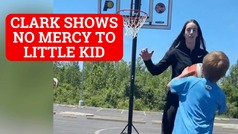 Caitlin Clark blocks little kid mercilessly in one-on-one basketball game