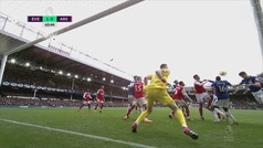 Gol de Tarkowski (1-0) en el Everton 1-0 Arsenal
