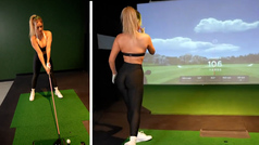 As se entrena Paige Spiranac en el simulador de golf: "Mrame jugar"
