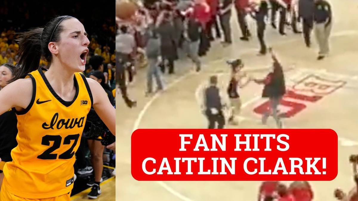 Caitlin Clark dangerous collision with Ohio State fan during court storming  - MARCA TV English