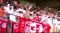 Fans irlandeses del Shelbourne cantando el ?Gibraltar es espaol? en el estadio de Gibraltar