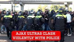 Violent scenes as Ajax ultras clash with riot police