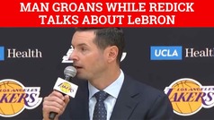 Man groans in background while JJ Redick talks about LeBron James