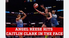 Angel Reese hits Caitlin Clark in the face