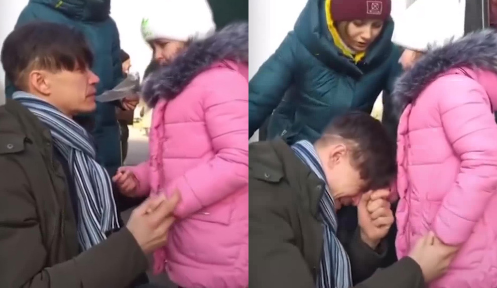 Las lgrimas de un padre ucraniano al despedirse de su hija por la guerra
