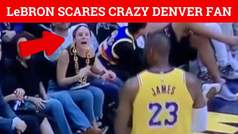 LeBron James frightens woman in courtside seats who was calling him soft