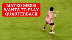 Mateo Messi plays American football with his friends on the Inter Miami pitch