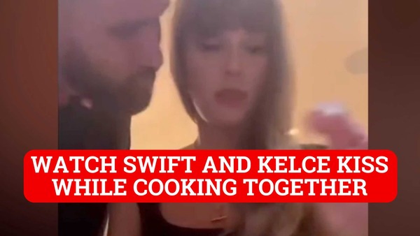 Taylor Swift's video that no one had seen includes Travis Kelce giving her  a kiss while she bakes bi