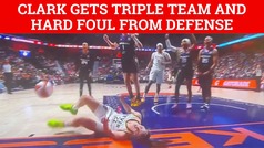 Caitlin Clark faces triple team and hard foul from Connecticut Sun in WNBA debut