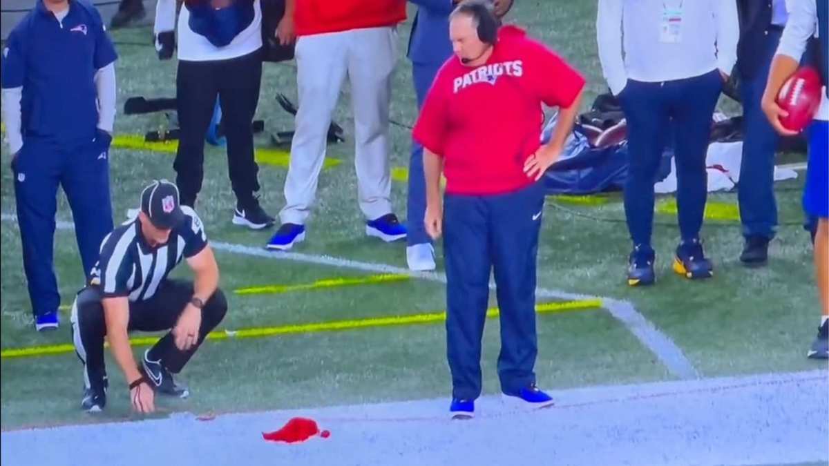 Bill Belichick's challenge flag toss: Patriots coach shows frustration with  officials on viral spike vs. Dolphins