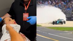 El colmo de la mala suerte: la extenista Jelena Dokic "herida" tras la salida de pista de Alonso