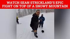 UFC star Sean Strickland epic fight on top of a mountain ends in icy tap out