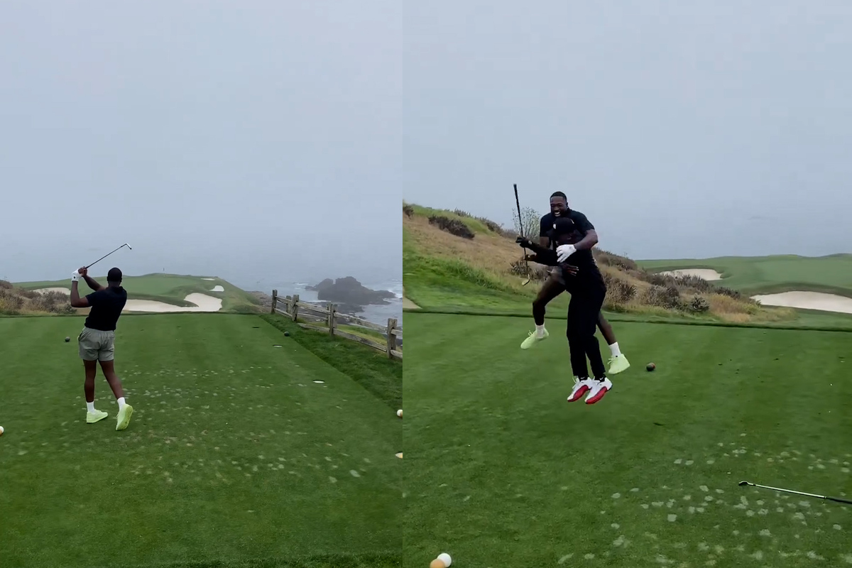 Dwyane Wade reacts like a little boy to his first hole in one