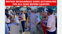 Bryson DeChambeau meets fans and signs autographs for everyone before leaving the field