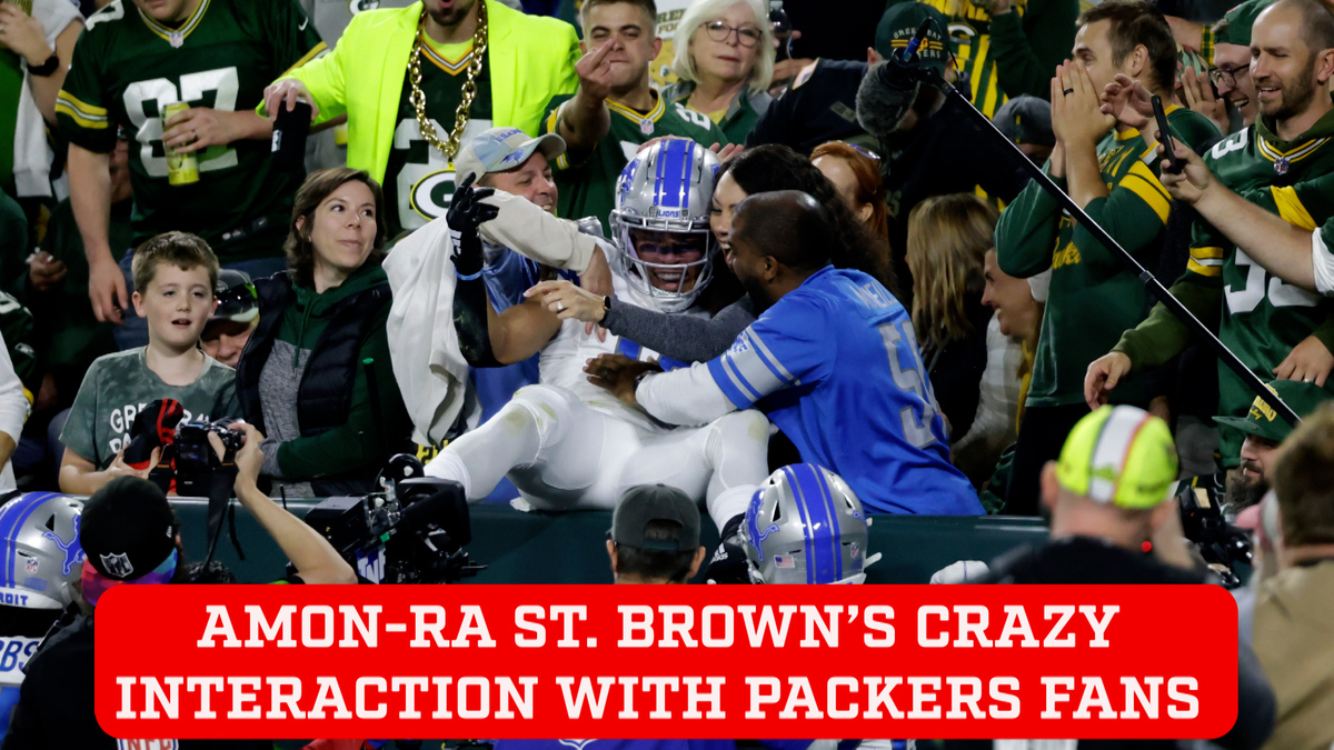 Amon-Ra St Brown savage face off with Green Bay Packers fan after epic  touchdine - MarcaTV