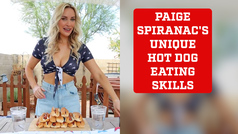 Paige Spiranac has a very peculiar and unorthodox way of eating hot dogs