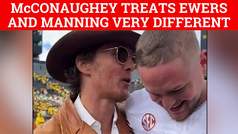 Matthew McConaughey treats Arch Manning VERY different from Quinn Ewers at Texas game