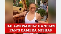 Jennifer Lopez awkwardly handles clumsy fan's camera mishap