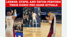 LeBron James, Stephen Curry, and Jayson Tatum perform iconic pregame rituals for Team USA